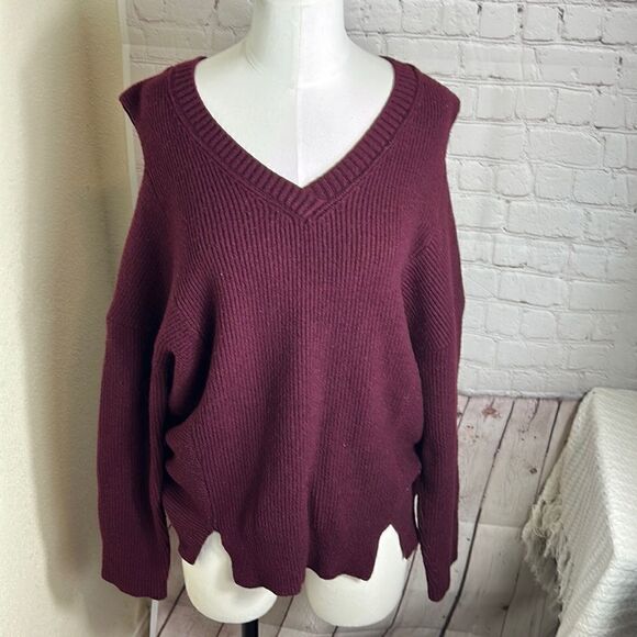 LYSSE LONG SLEEVE SHOULDER CUT OFF SWEATER - Picture 2 of 10